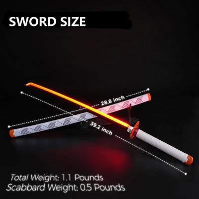41 Inches Anime LED Demon Slayer Sword Rengoku Kyoujurou with White Belt and Holder Stand