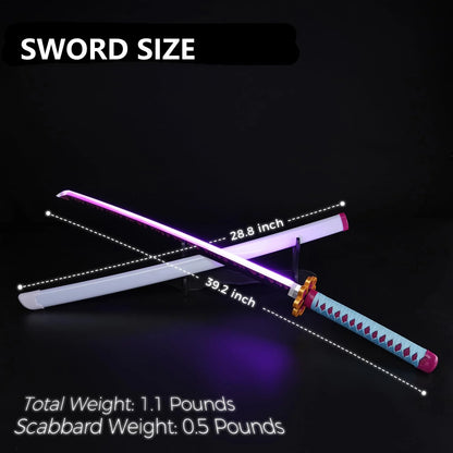 41 Inches Anime LED Demon Slayer Sword Kanroji Mitsuri with White Belt and Holder Stand