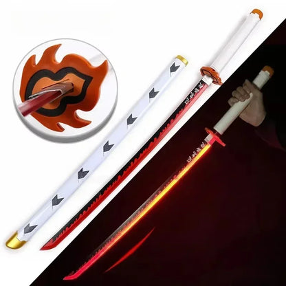 31/40Inch Demon Slayer Katana Luminous Sword LED Light Kyoujurou Anime Cosplay Prop Real Japanese Katana Samurai Lightsabre Toy