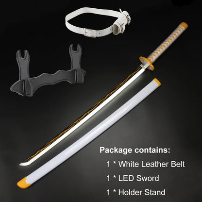41 Inches Anime LED Demon Slayer Sword Agatsuma Zenitsu with White Belt and Holder Stand