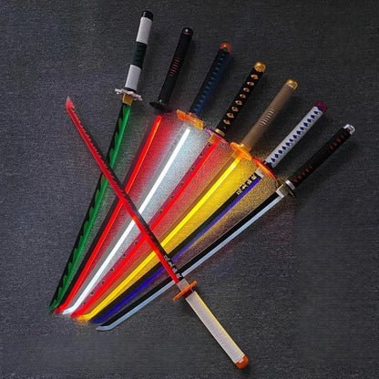 31/40Inch Demon Slayer Katana Luminous Sword LED Light Kyoujurou Anime Cosplay Prop Real Japanese Katana Samurai Lightsabre Toy