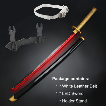 41 Inches Anime LED Demon Slayer Sword Tsugikuni Yoriichi with White Belt and Holder Stand