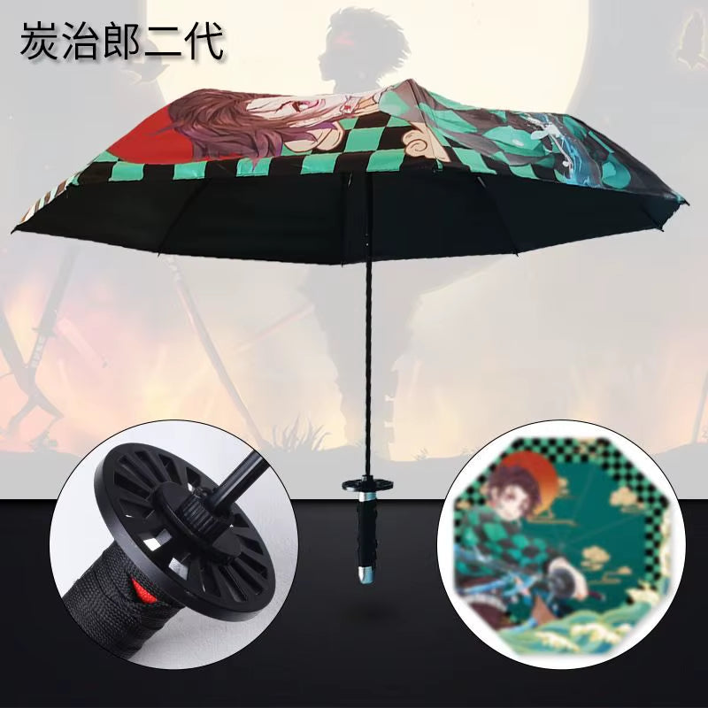Demon Slayer: Blade Anime Peripheral Umbrella Tannoro Tomooka Yoshioka My Wife Isao Butterfly Ninjae Hsuki Rain Folding Umbrella