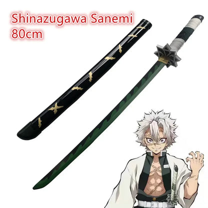 80Cm Demon Slayer Sword Weapon Hashibira Inosuke Cosplay Sword 1:1 Anime Ninja Knife Wood Toy