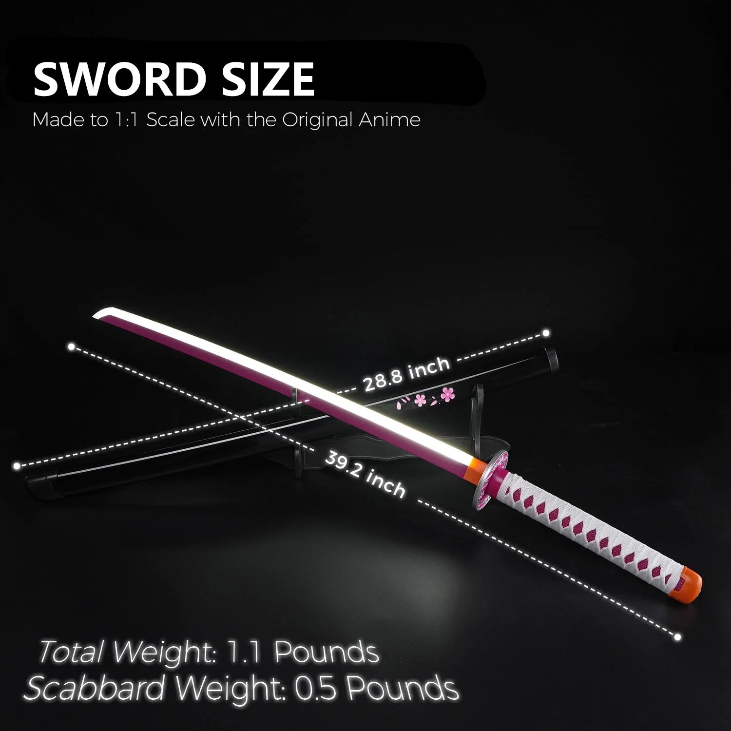 41 Inches Plastic Sword Kanao Kanawo with Belt and Holder Stand