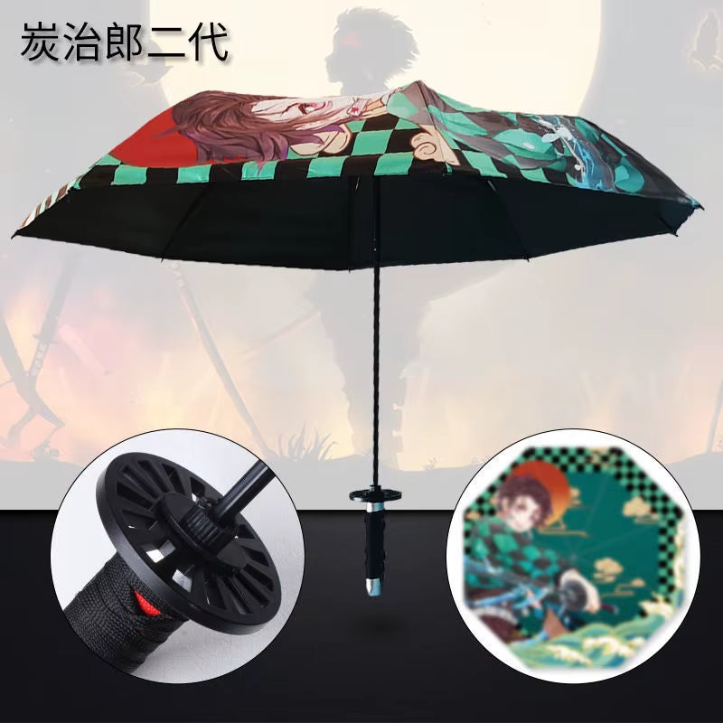 Demon Slayer: Blade Anime Peripheral Umbrella Tannoro Tomooka Yoshioka My Wife Isao Butterfly Ninjae Hsuki Rain Folding Umbrella