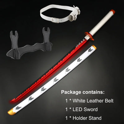 41 Inches Anime LED Demon Slayer Sword Rengoku Kyoujurou with White Belt and Holder Stand