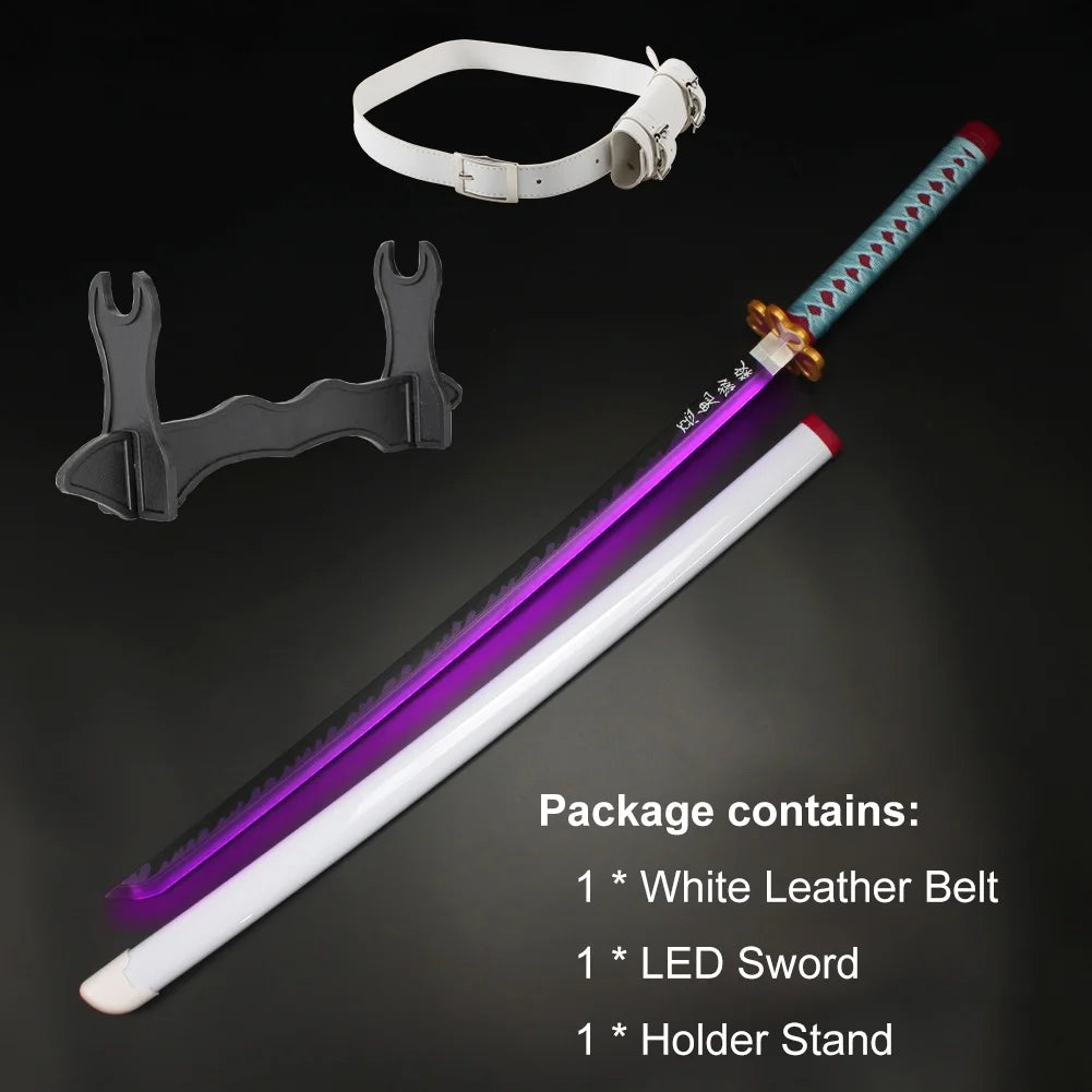 41 Inches Anime LED Demon Slayer Sword Kanroji Mitsuri with White Belt and Holder Stand