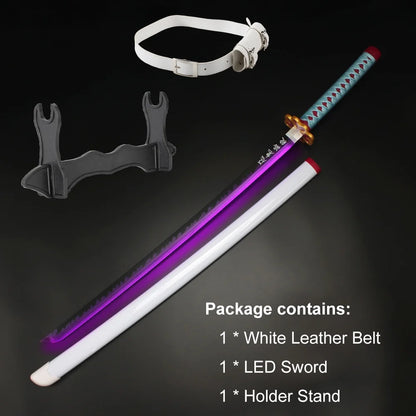 41 Inches Anime LED Demon Slayer Sword Kanroji Mitsuri with White Belt and Holder Stand