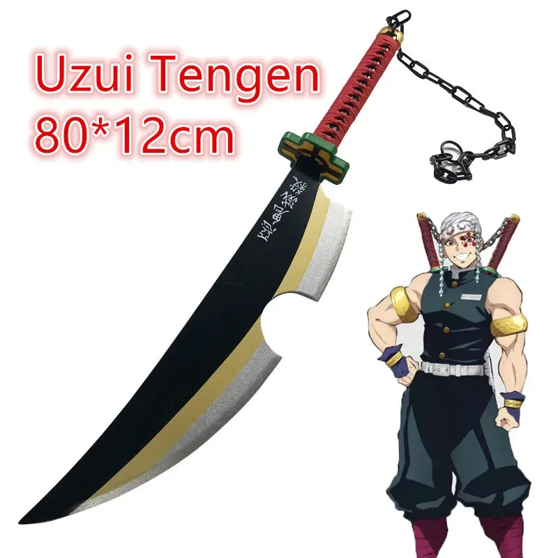 80Cm Demon Slayer Sword Weapon Hashibira Inosuke Cosplay Sword 1:1 Anime Ninja Knife Wood Toy