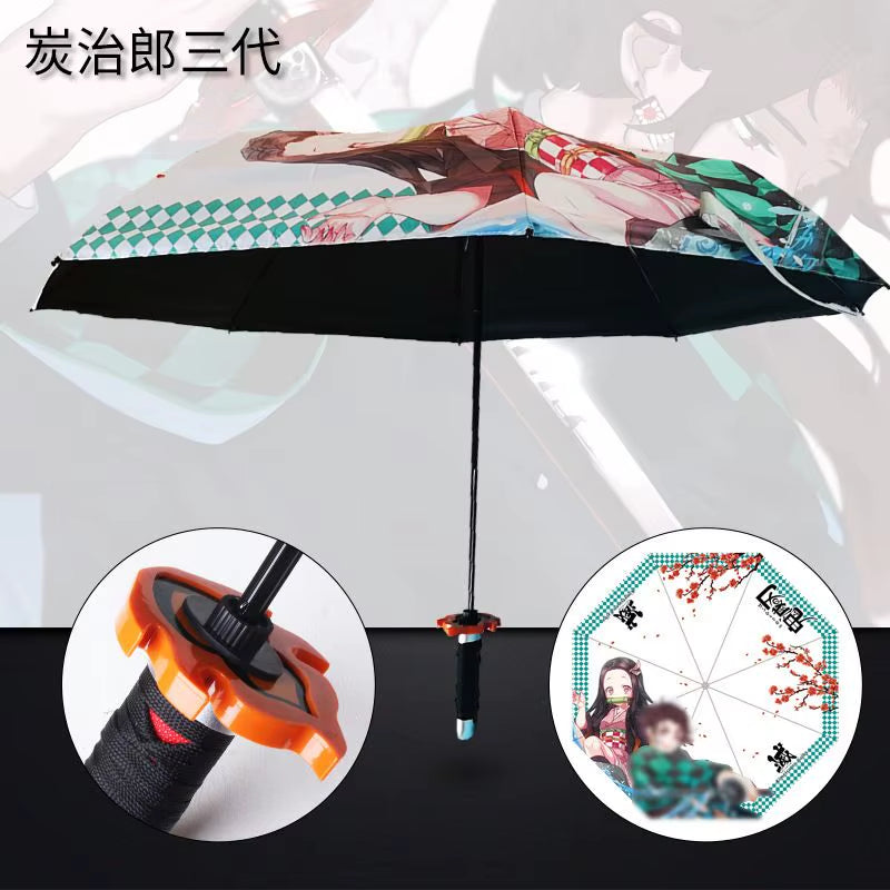 Demon Slayer: Blade Anime Peripheral Umbrella Tannoro Tomooka Yoshioka My Wife Isao Butterfly Ninjae Hsuki Rain Folding Umbrella