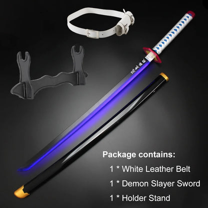 41 Inches Anime LED Demon Slayer Sword Tomioka Giyuu with White Belt and Holder Stand